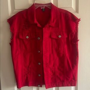 Kids Red Denim Vest